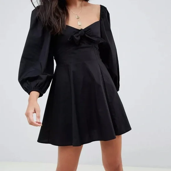 asos sweetheart skater dress ASOS | Dresses | Asos Design Sweetheart Neck Casual Skater Mini Dress With  Bow Detail